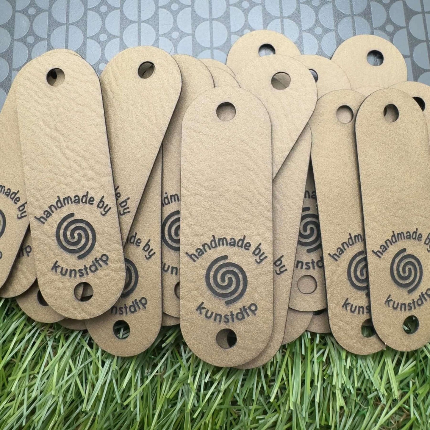 Personalised Vegan Leather Tags for Handmade | Custom Labels for Knitted & Crocheted Hats, Clothing and Bags