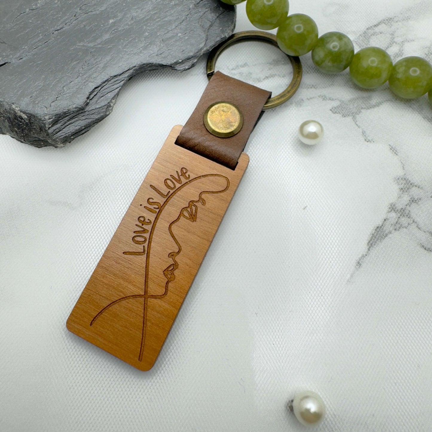LGBTQ Pride Wooden Keychain “Love is Love” | Custom engraved gifts
