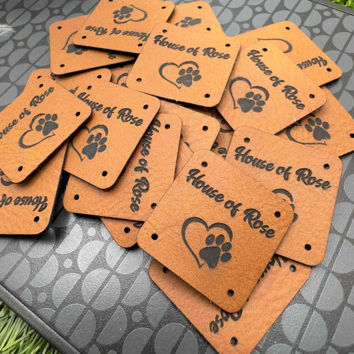 Personalised leather tags for Handmade | Clothing labels, knitted, crocheted hats or bags
