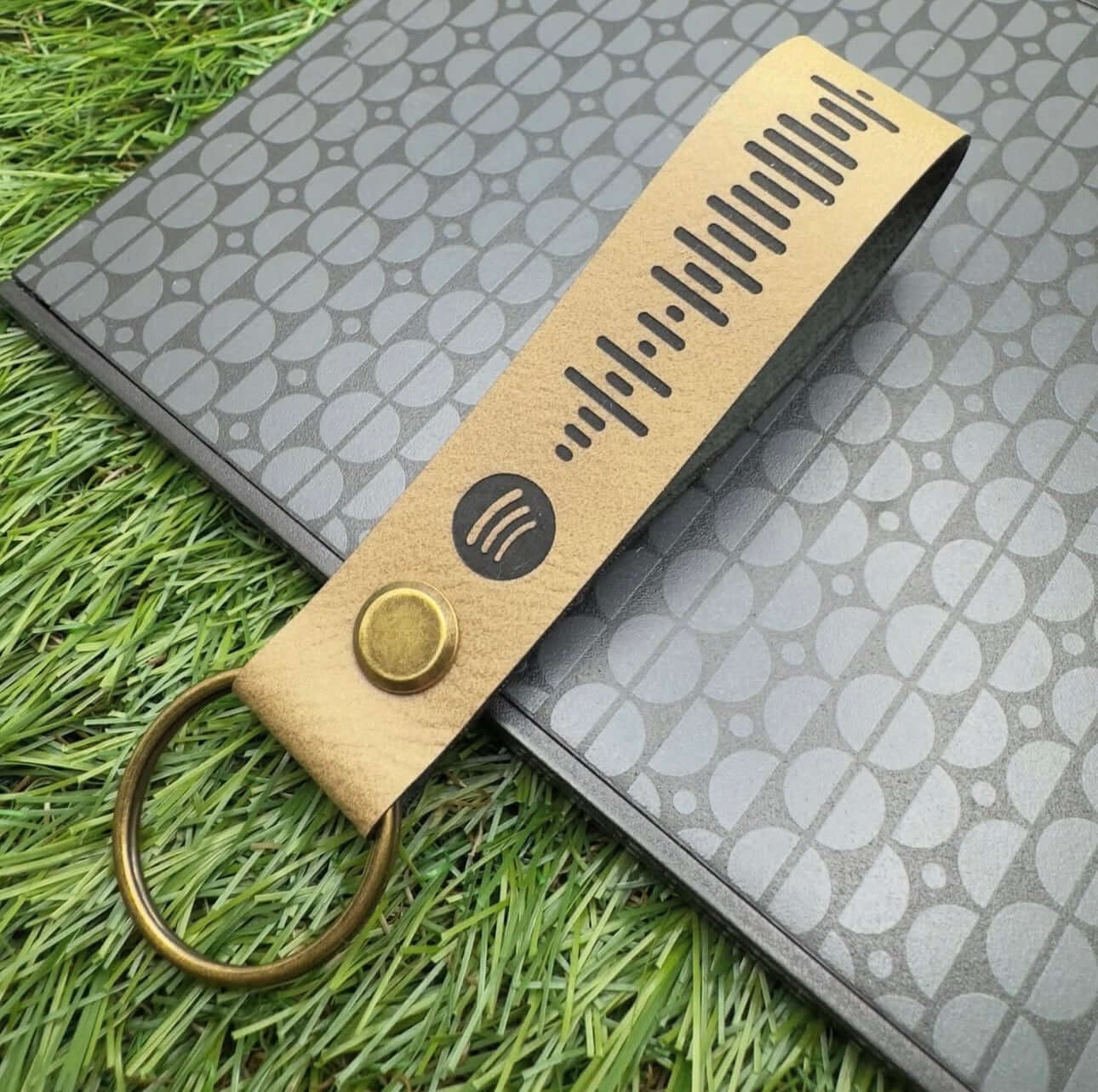 Personalised Spotify Code Keyring Vegan Leather | Custom engraved keyrings
