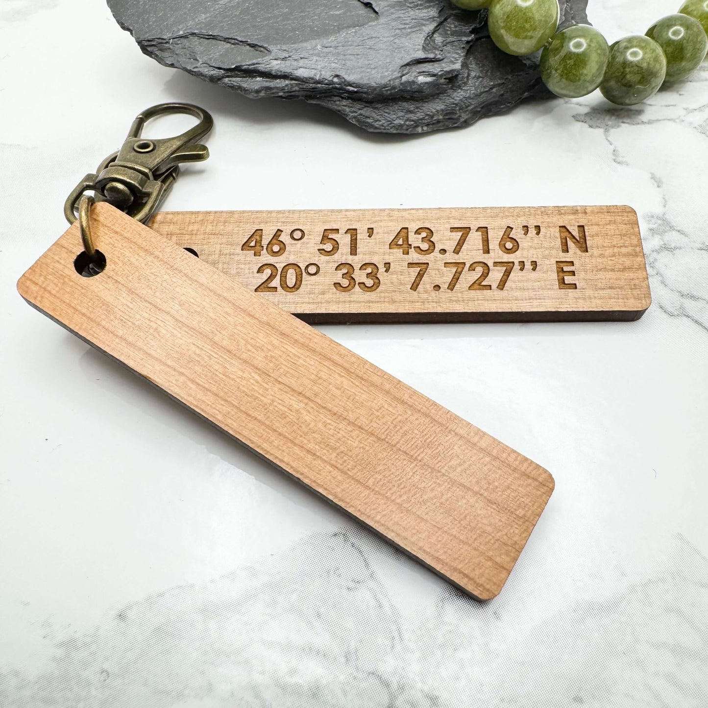 GPS Location Coordinates Personalised keyring | Custom engraved gifts