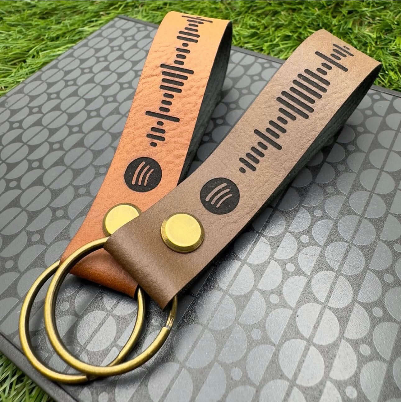 Personalised Spotify Code Keyring Vegan Leather | Custom engraved keyrings