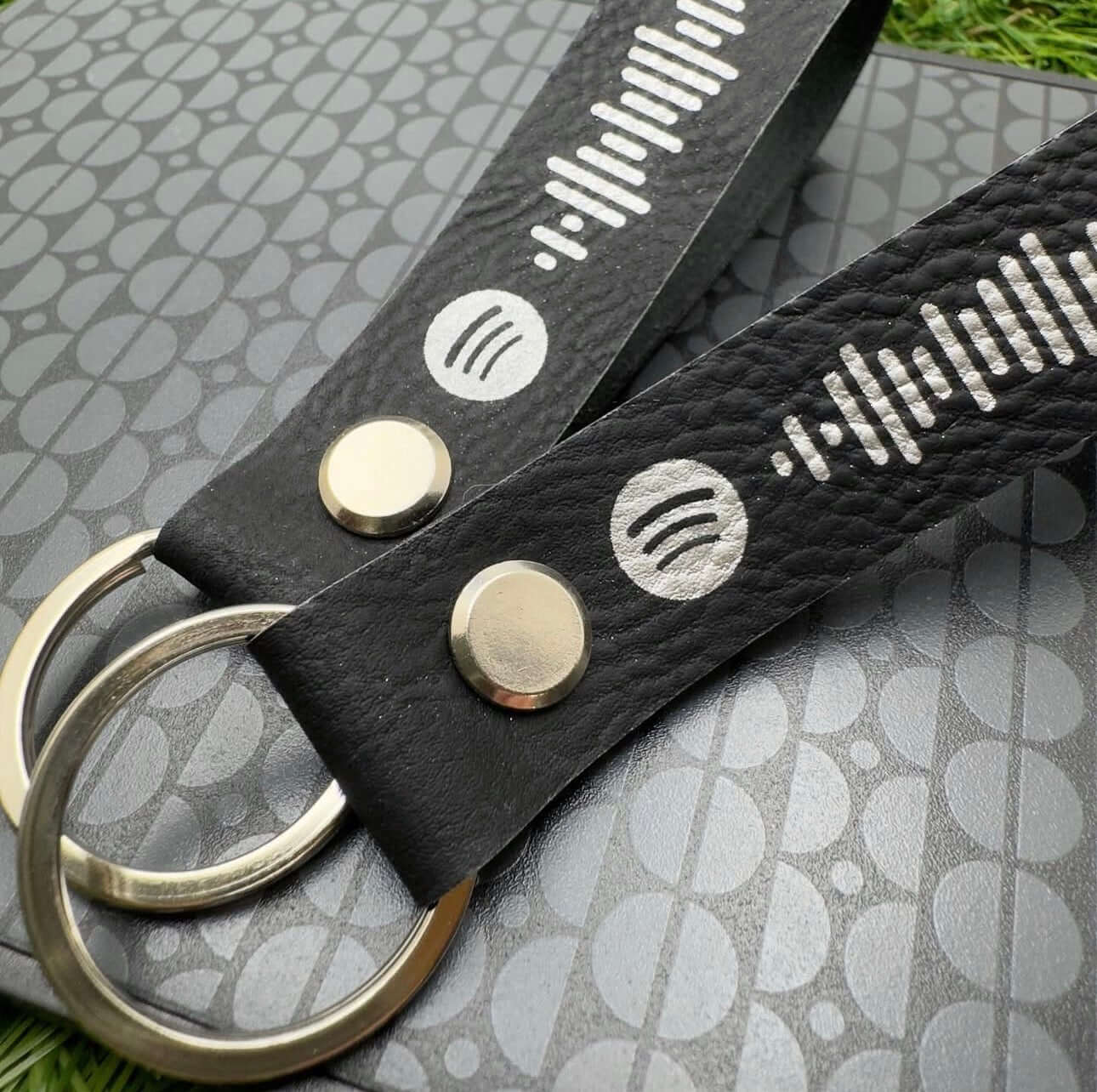 Personalised Spotify Code Keyring Vegan Leather | Custom engraved keyrings