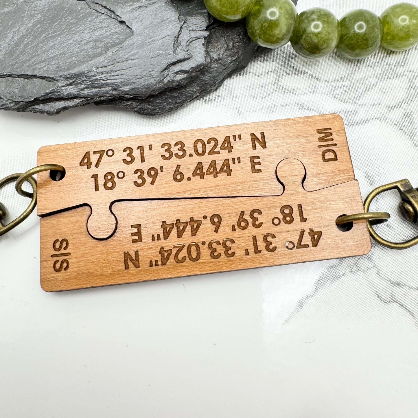 Puzzle Jigsaw GPS Coordinates Couples Personalised location keyring