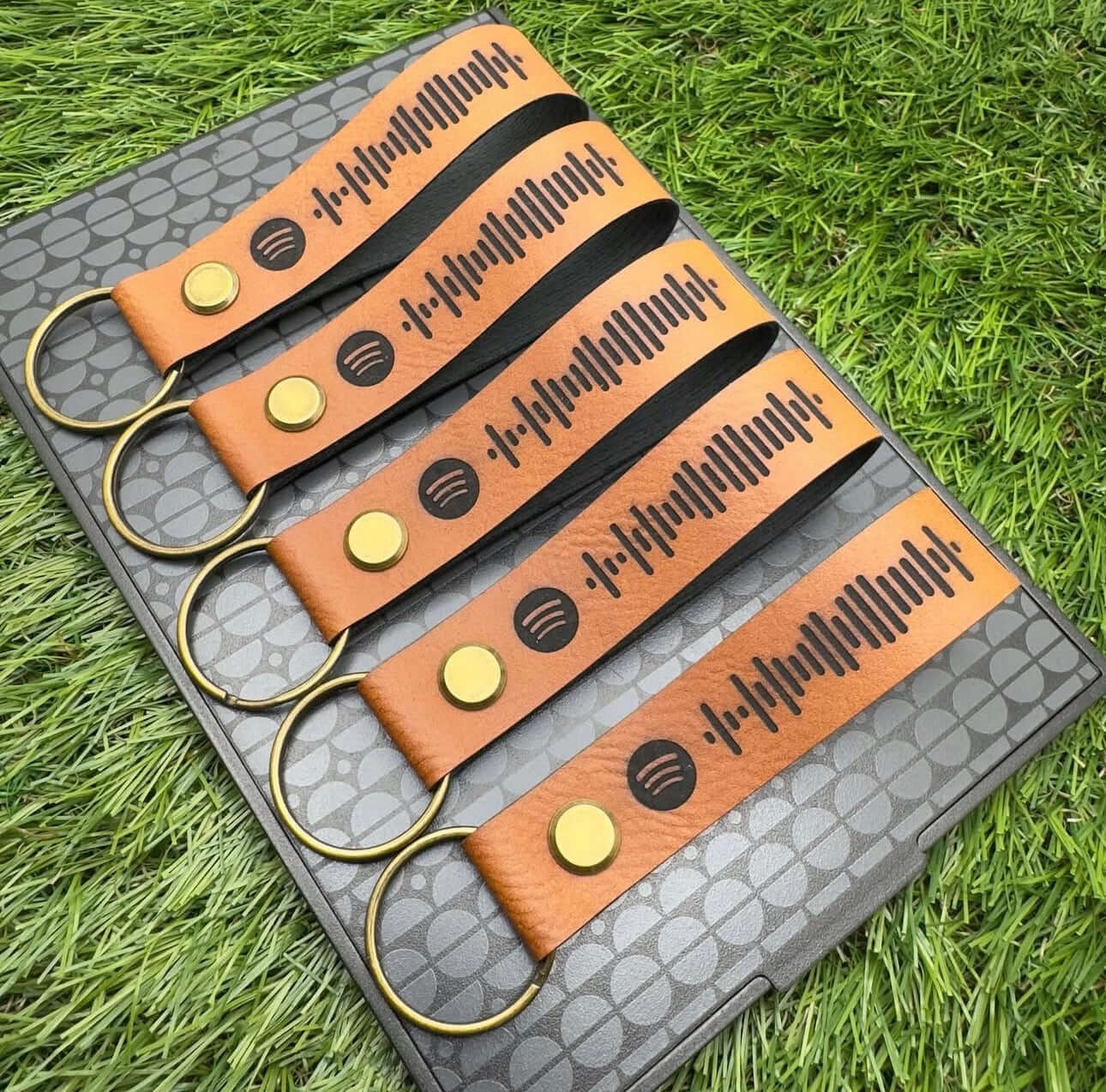 Personalised Spotify Code Keyring Vegan Leather | Custom engraved keyrings
