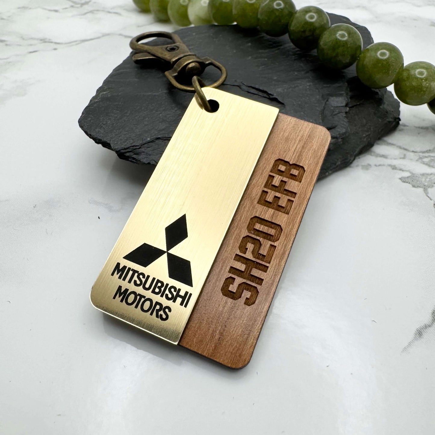 Personalised Car Logo & Number Plate Wooden Keyring | Custom Gift