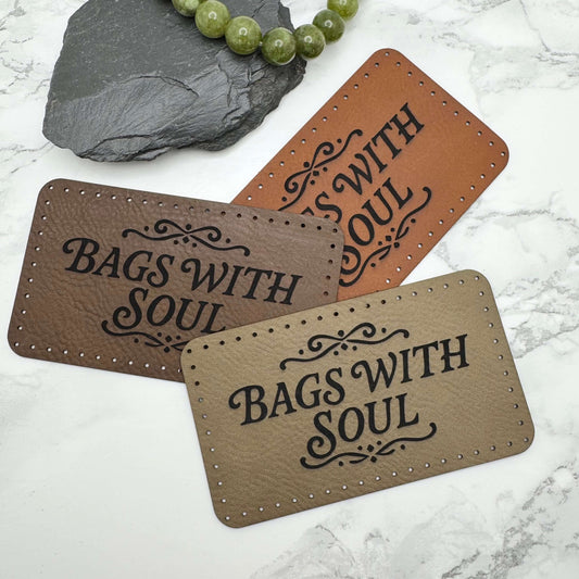 Personalised Vegan Leather Tags Large 95x55mm Custom Labels for Handmade Bags, Crafts & Small Business Branding