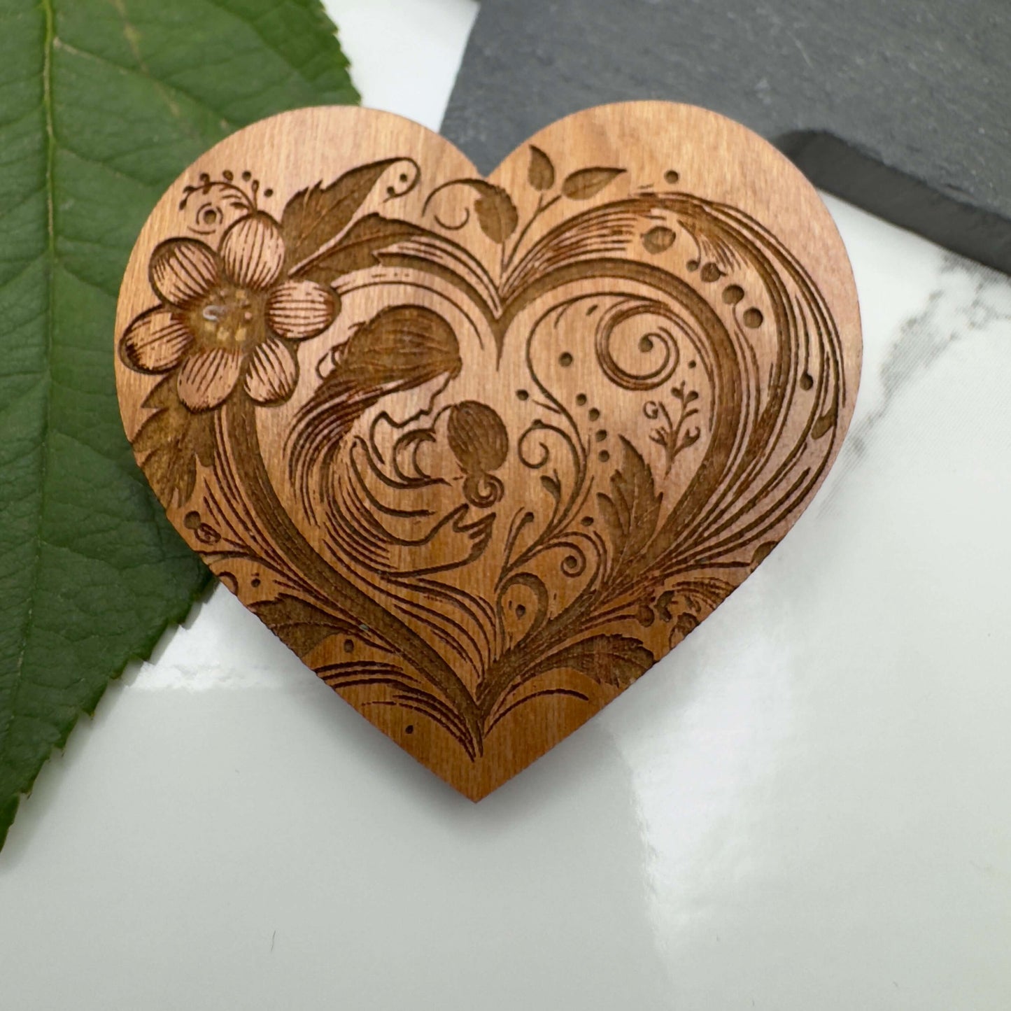 Laser Engraved Wooden Heart Pocket Hug for Mother’s Day