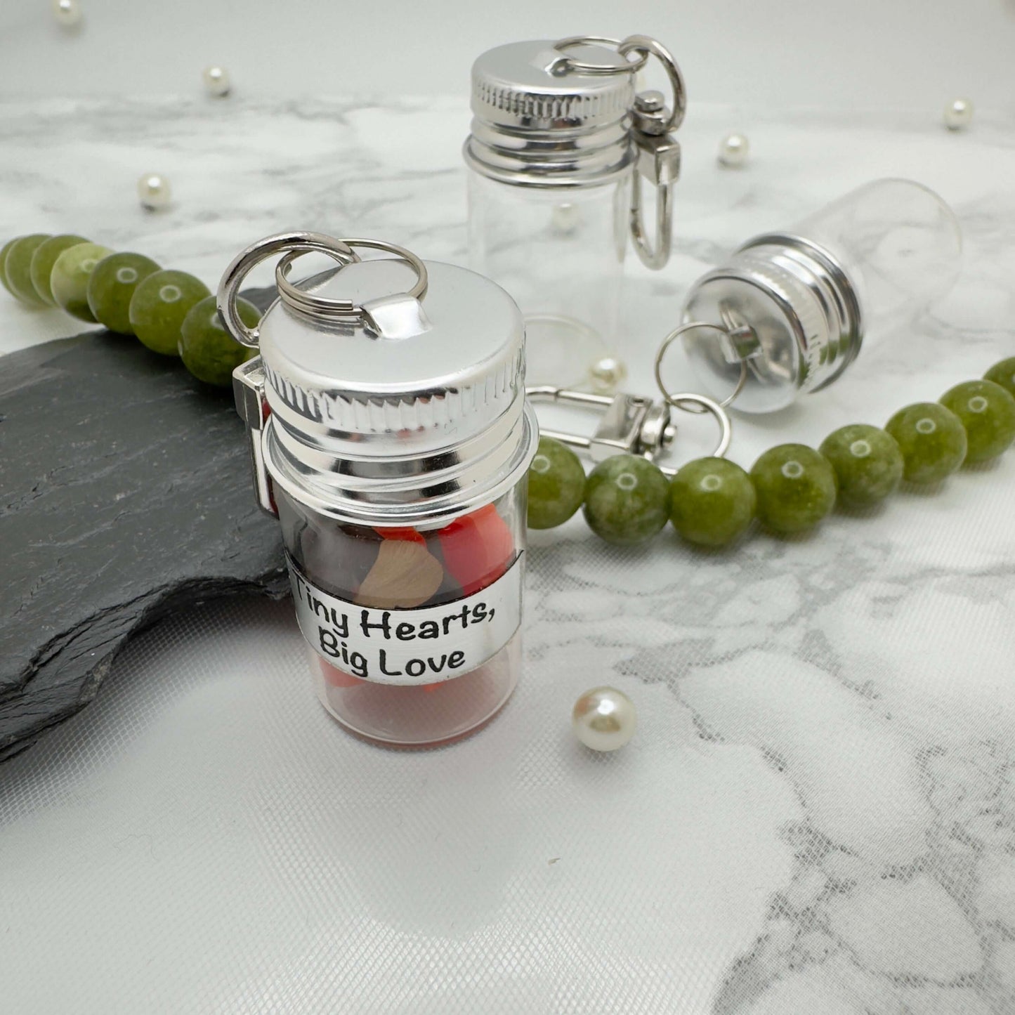 Personalized Mini Heart Jar Keychain