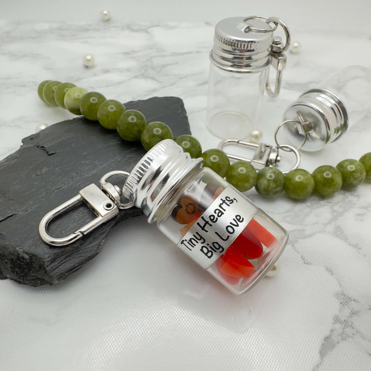 Personalized Mini Heart Jar Keychain