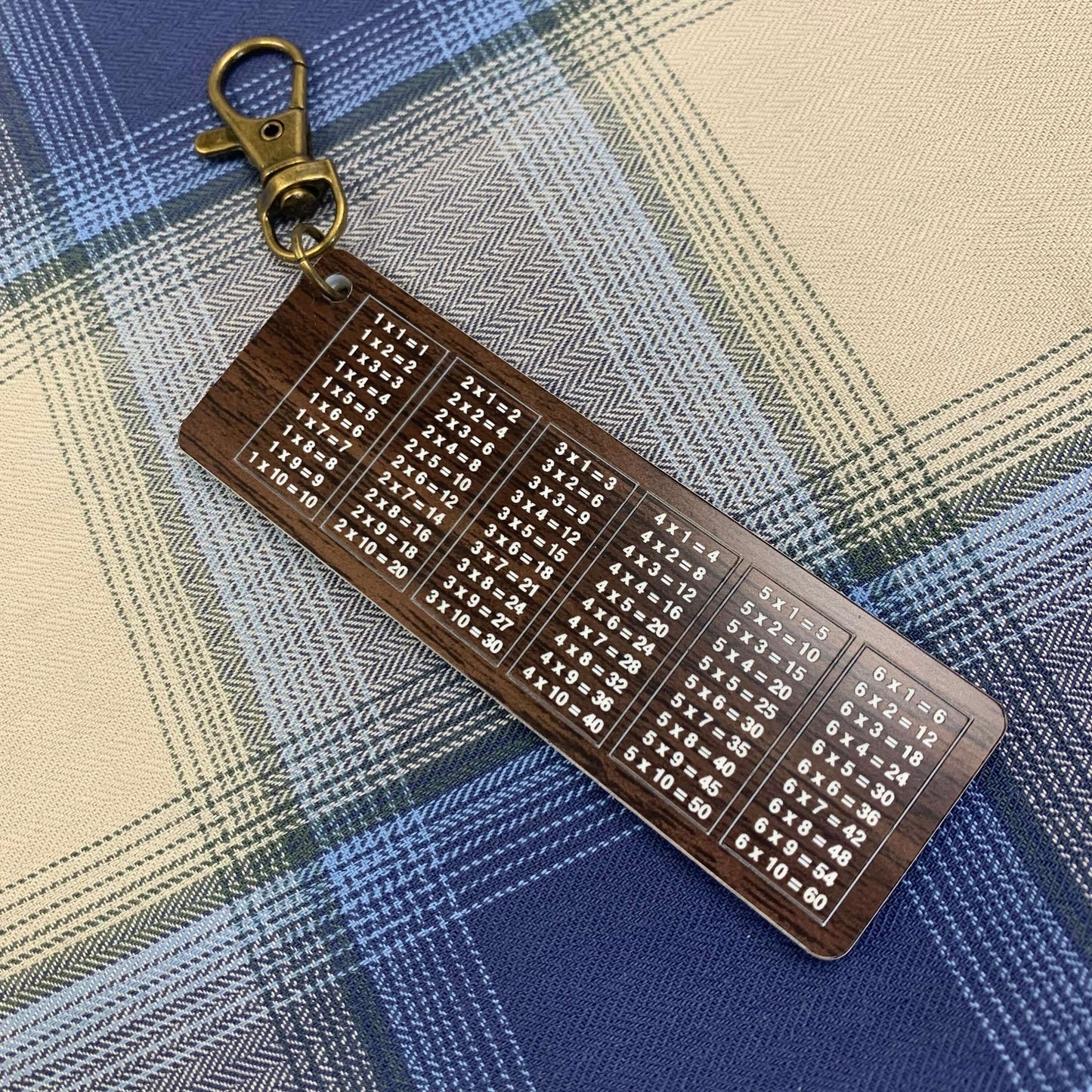 personalised times tables keyring math keychain