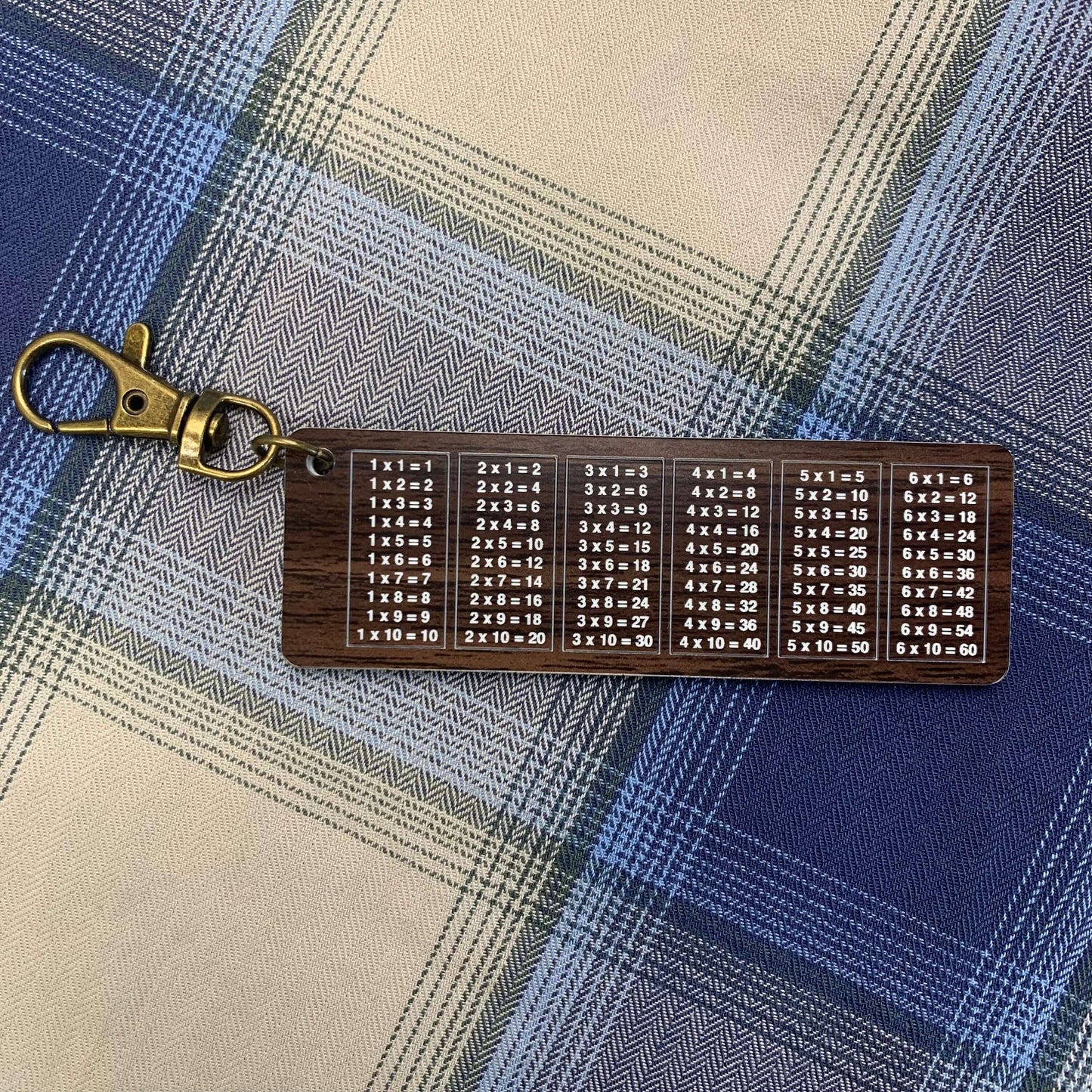 personalised times tables keyring math keychain