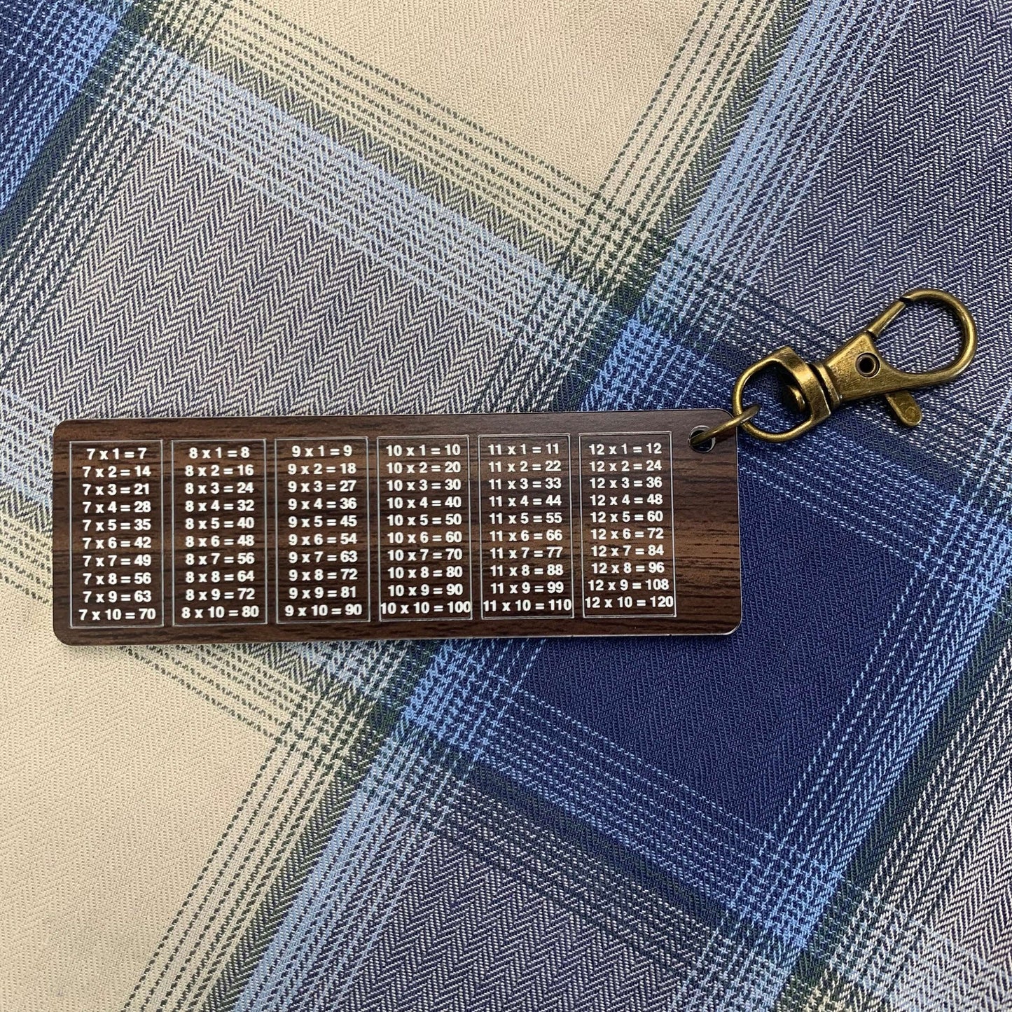 personalised times tables keyring math keychain