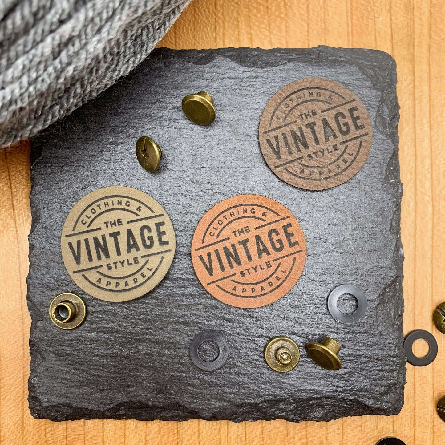 Personalised leather tags (Set of 25) Custom Clothing labels for knitted crocheted hats clothing bags Vegan leather labels for handmade item