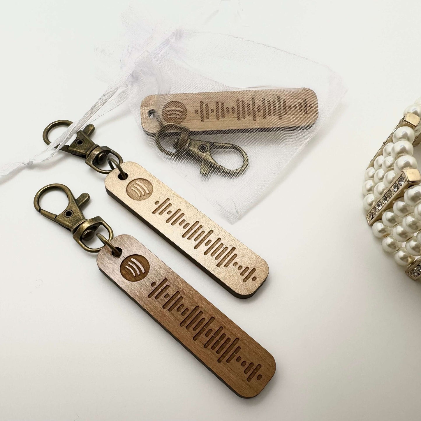 Spotify Code Keyring Wood Cherry Maple Bamboo Personalised Spotify Spotify Keyring Spotify Code Wood Keychain Birthday Christmas gift
