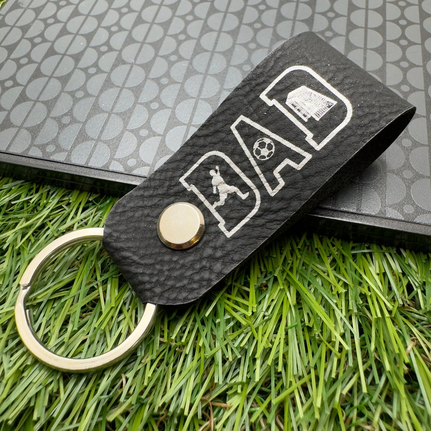 Football Gift Personalised Keyring Vegan Leather Soccer DAD Keychain Gift for DAD Birthday Christmas gift