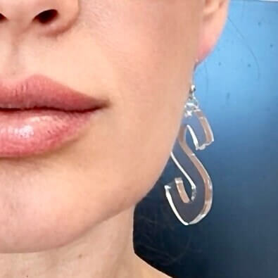 clear acrylic jewellery letters initials earrings