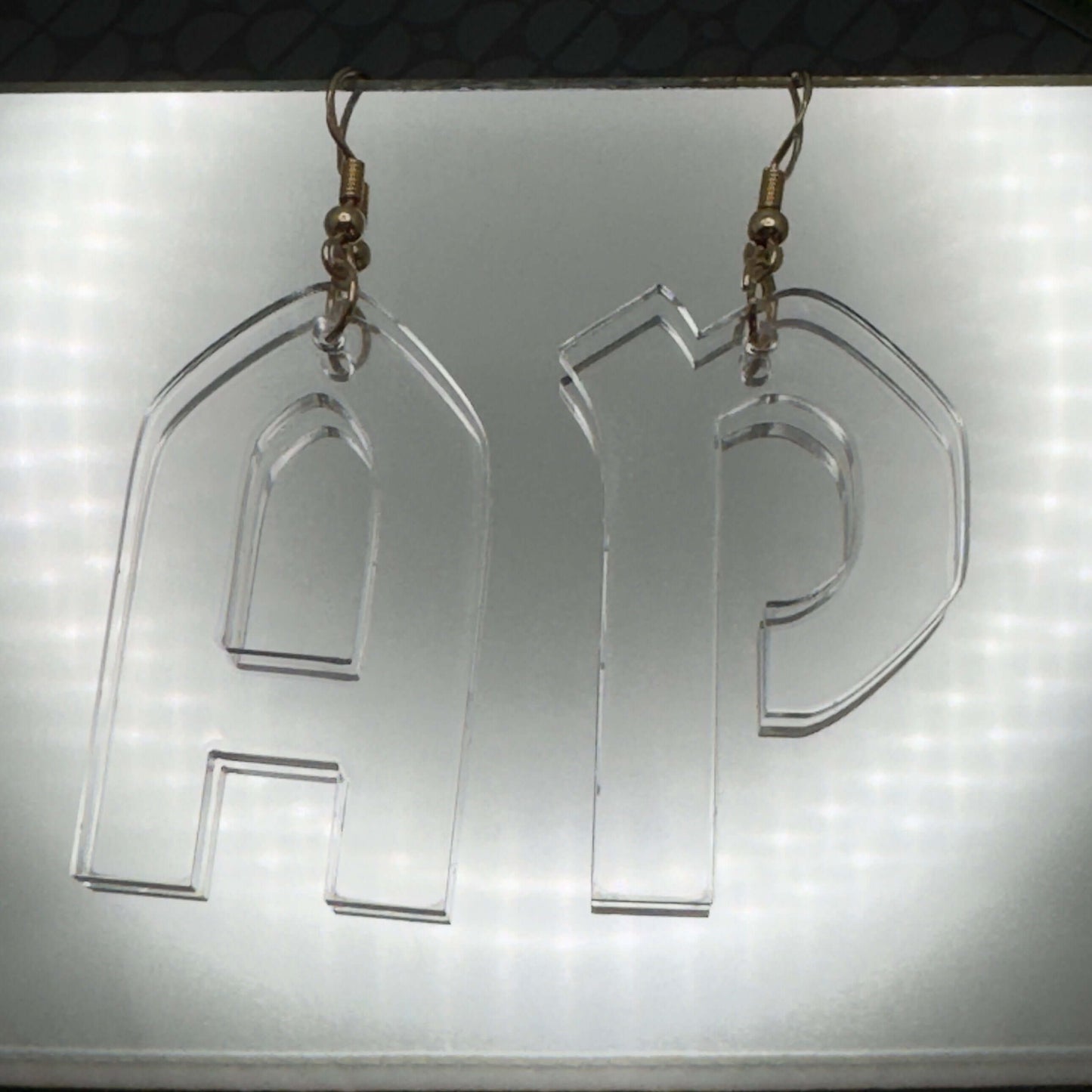 clear acrylic jewellery letters initials earrings