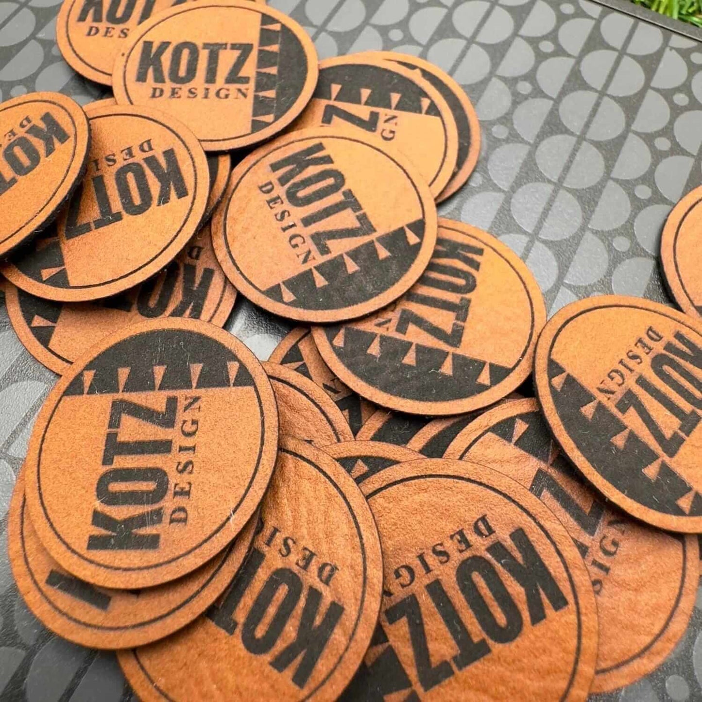 Personalised leather tags (Set of 25) Custom Clothing labels for knitted crocheted hats clothing bags Vegan leather labels for handmade item