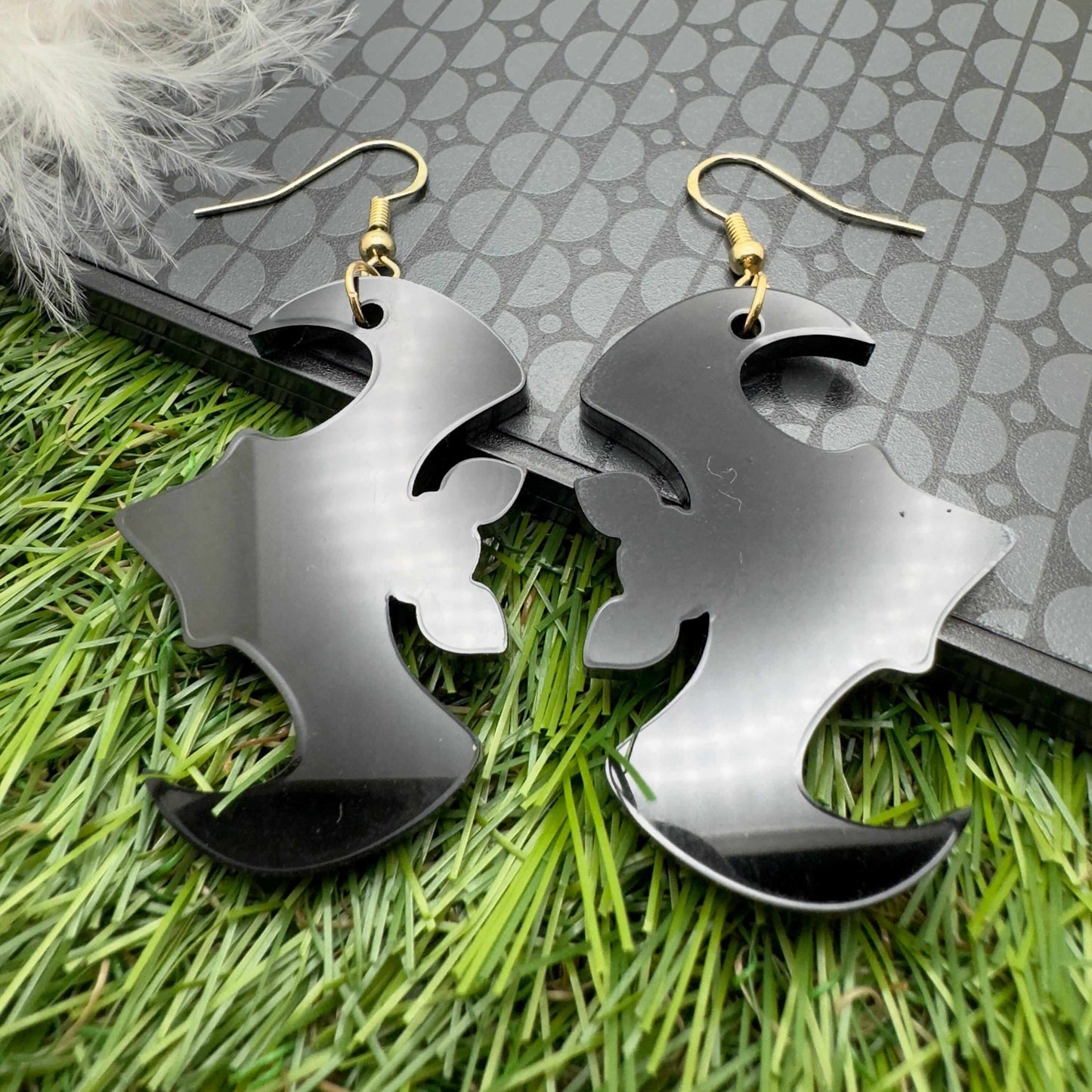 black earrings glossy acrylic black earrings jewellery gothic goth
