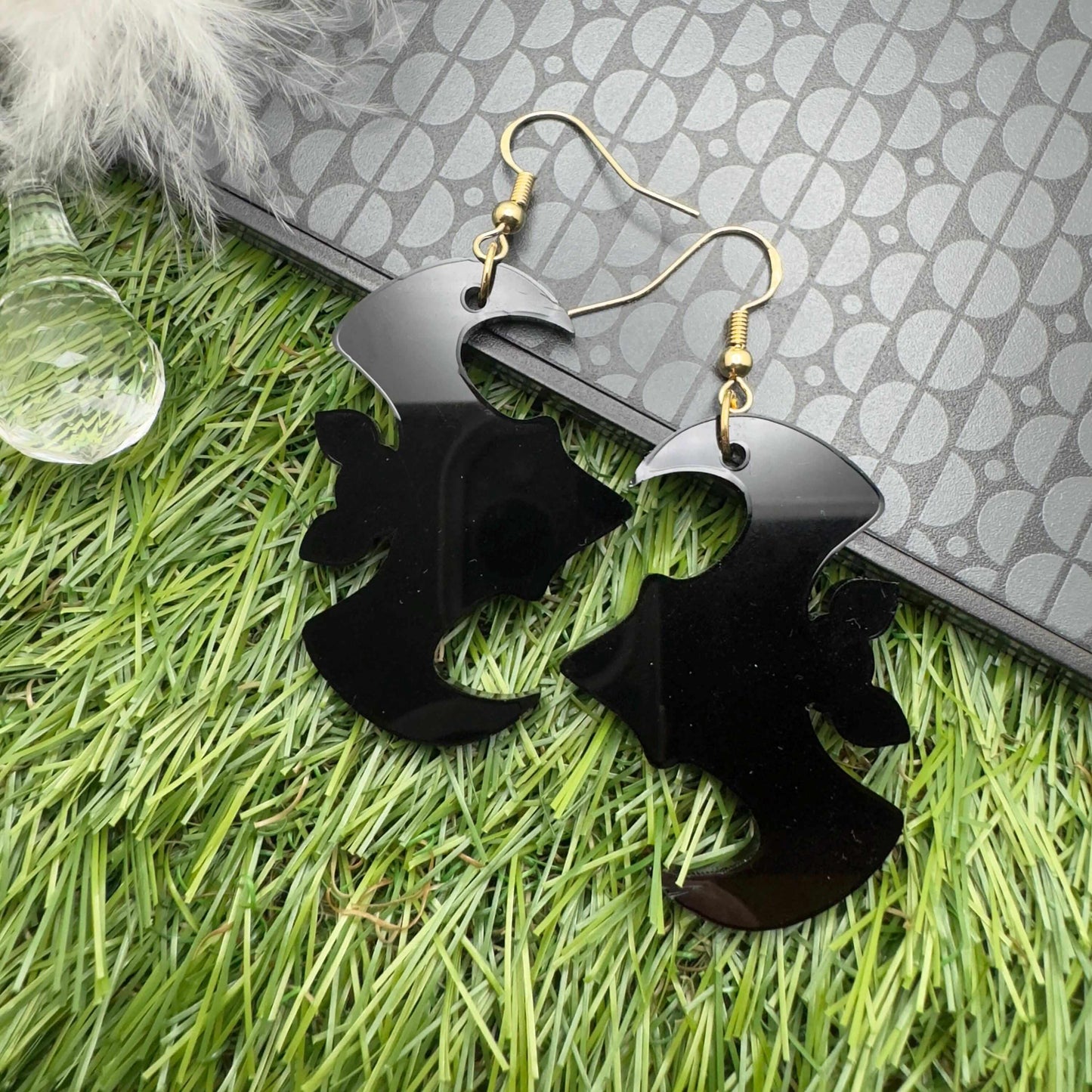 black earrings glossy acrylic black earrings jewellery gothic goth