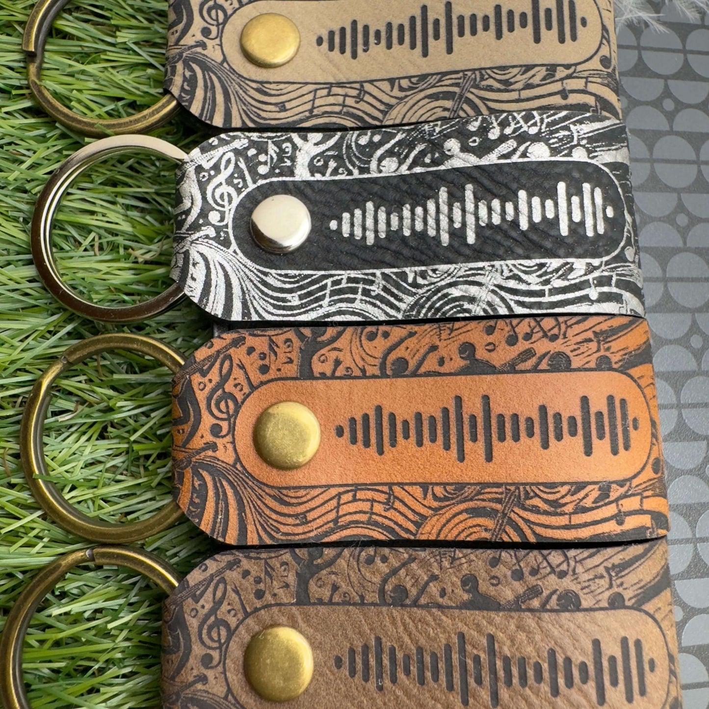 Spotify Code Keyring Personalised Scannable music code Custom Spotify code Keychain Vegan leather keyring Favourite album Music accessories