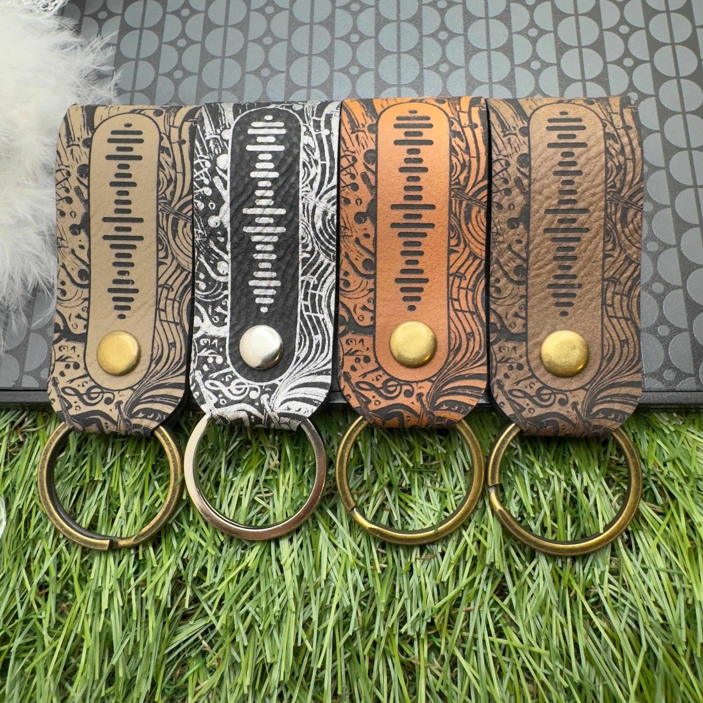 Spotify Code Keyring Personalised Scannable music code Custom Spotify code Keychain Vegan leather keyring Favourite album Music accessories