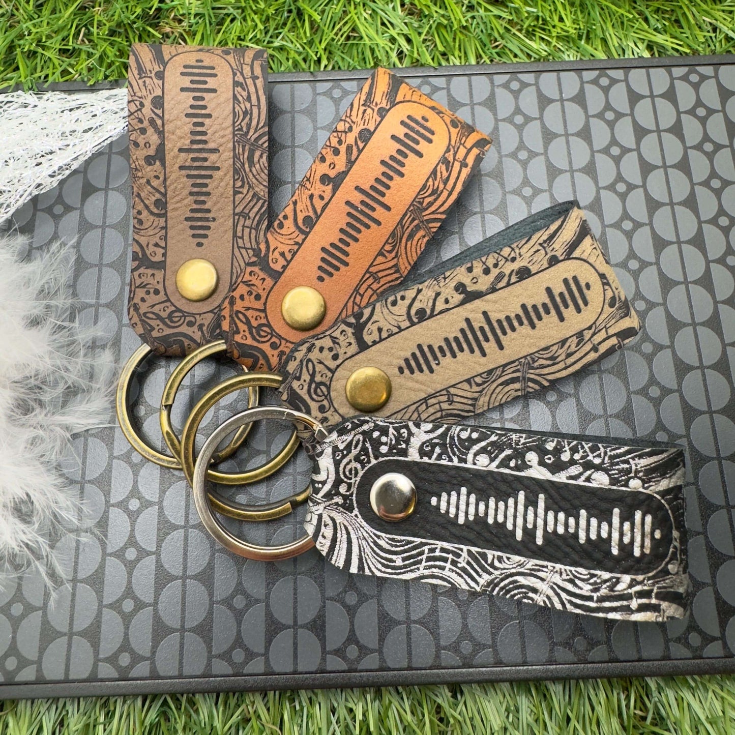 Spotify Code Keyring Personalised Scannable music code Custom Spotify code Keychain Vegan leather keyring Favourite album Music accessories