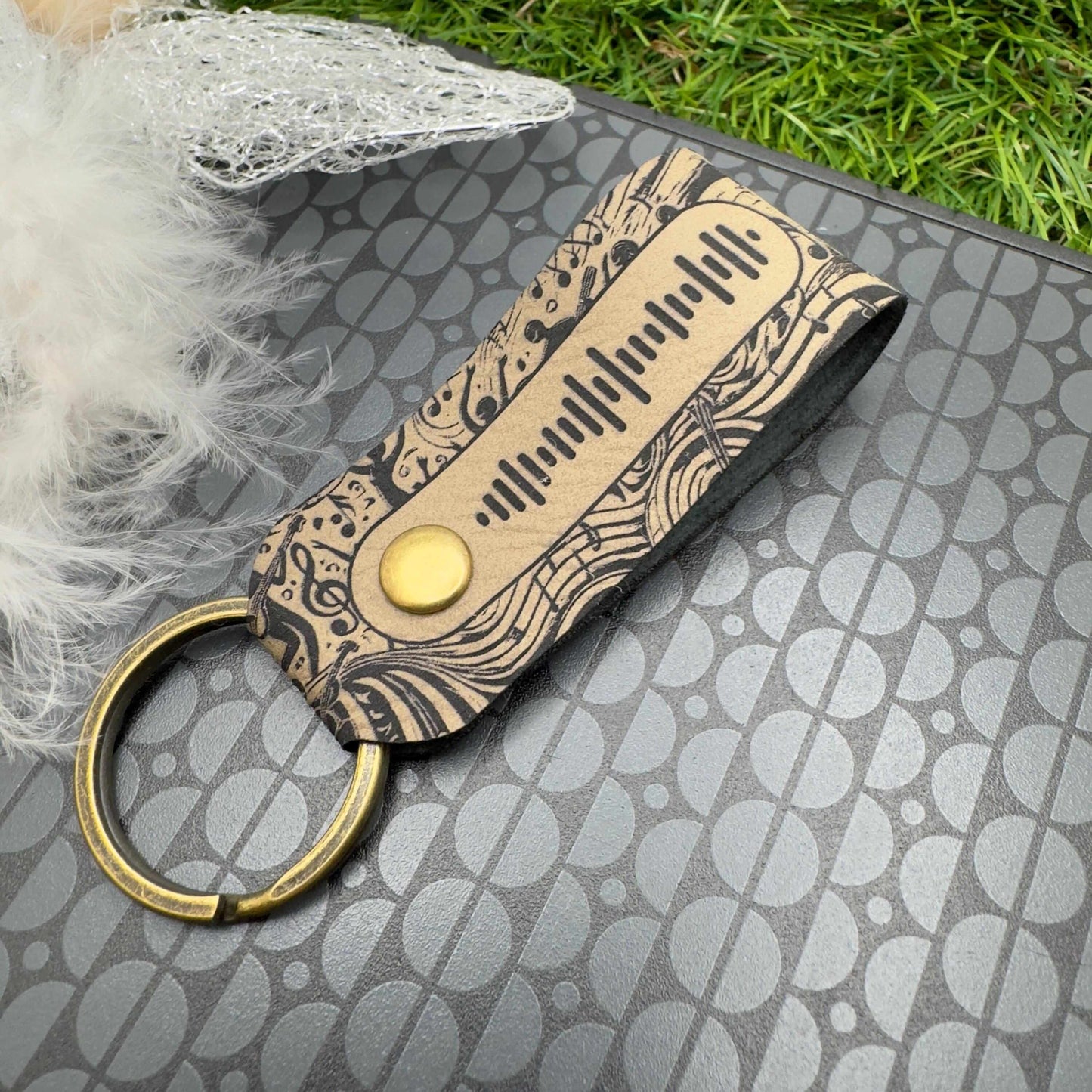Spotify Code Keyring Personalised Scannable music code Custom Spotify code Keychain Vegan leather keyring Favourite album Music accessories