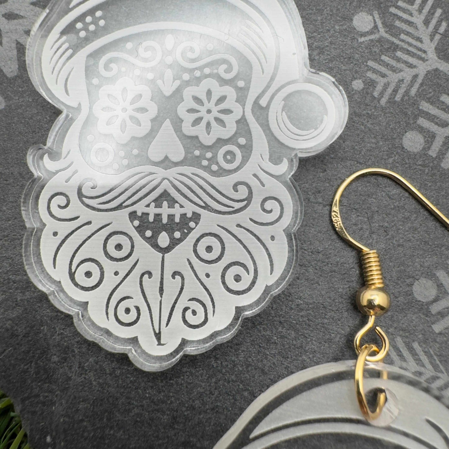 clear acrylic jewellery santa sugar skull earrings
