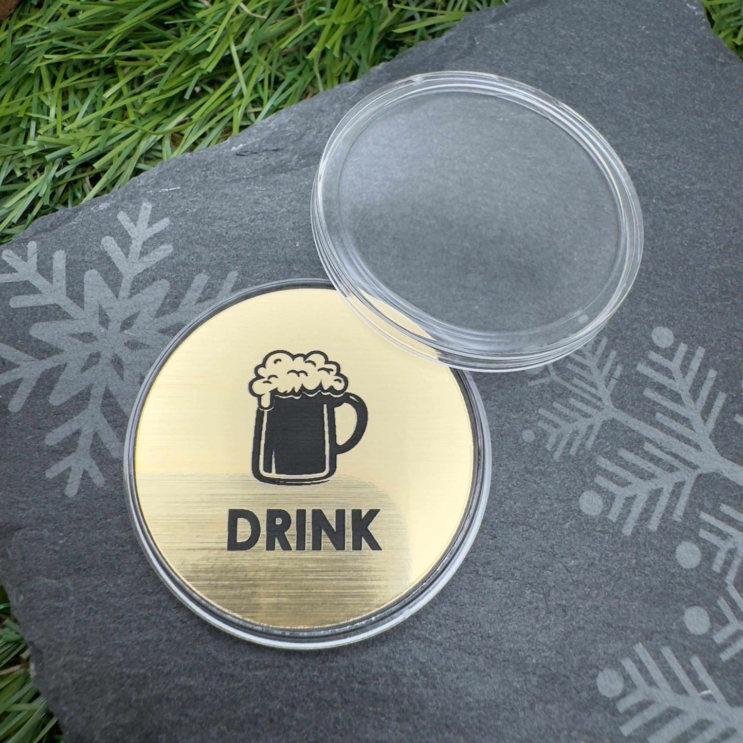 flip decision coin drink or drink custom engraved