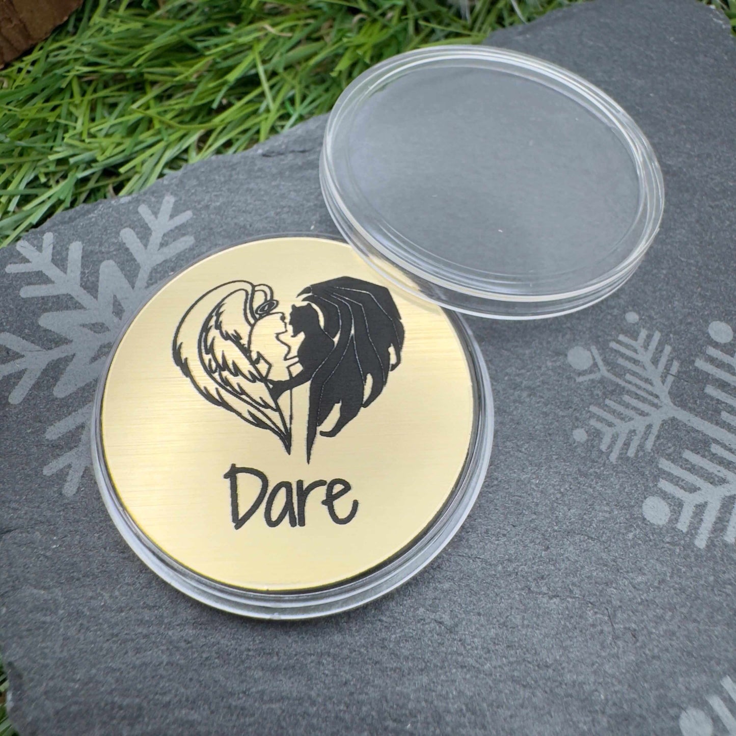 flip decision coin truth or dare custom engraved
