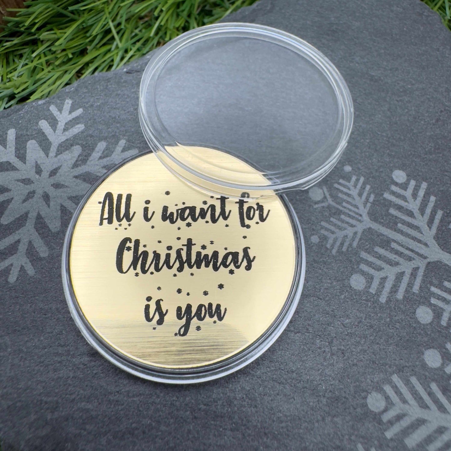 all i want for christmas is you flip coin token personalised gifts