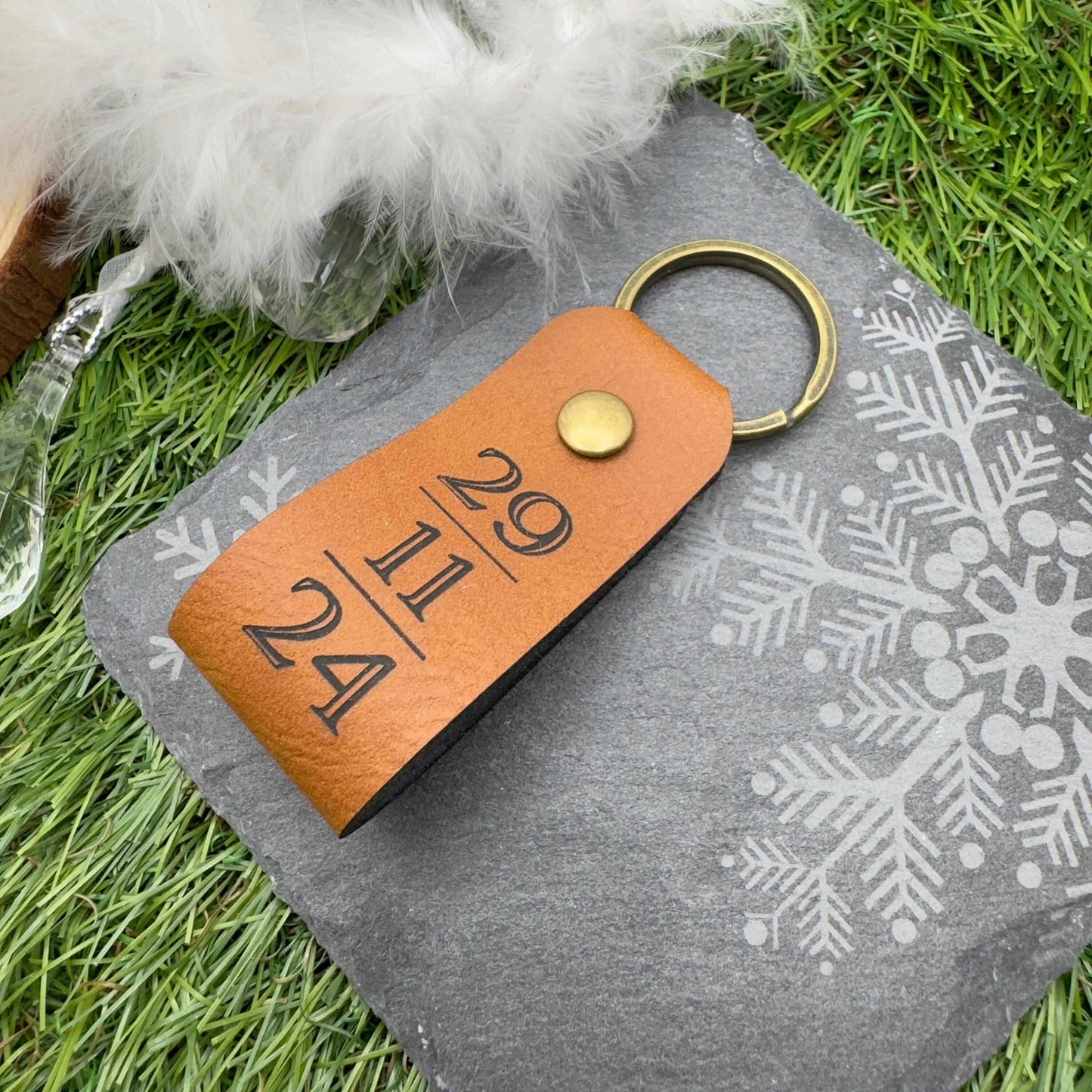 Special Date Personalised Keyring Custom Date & Quote Message Keychain Best Day Ever Keepsake Unique Gift for Him or Her Vegan Leather