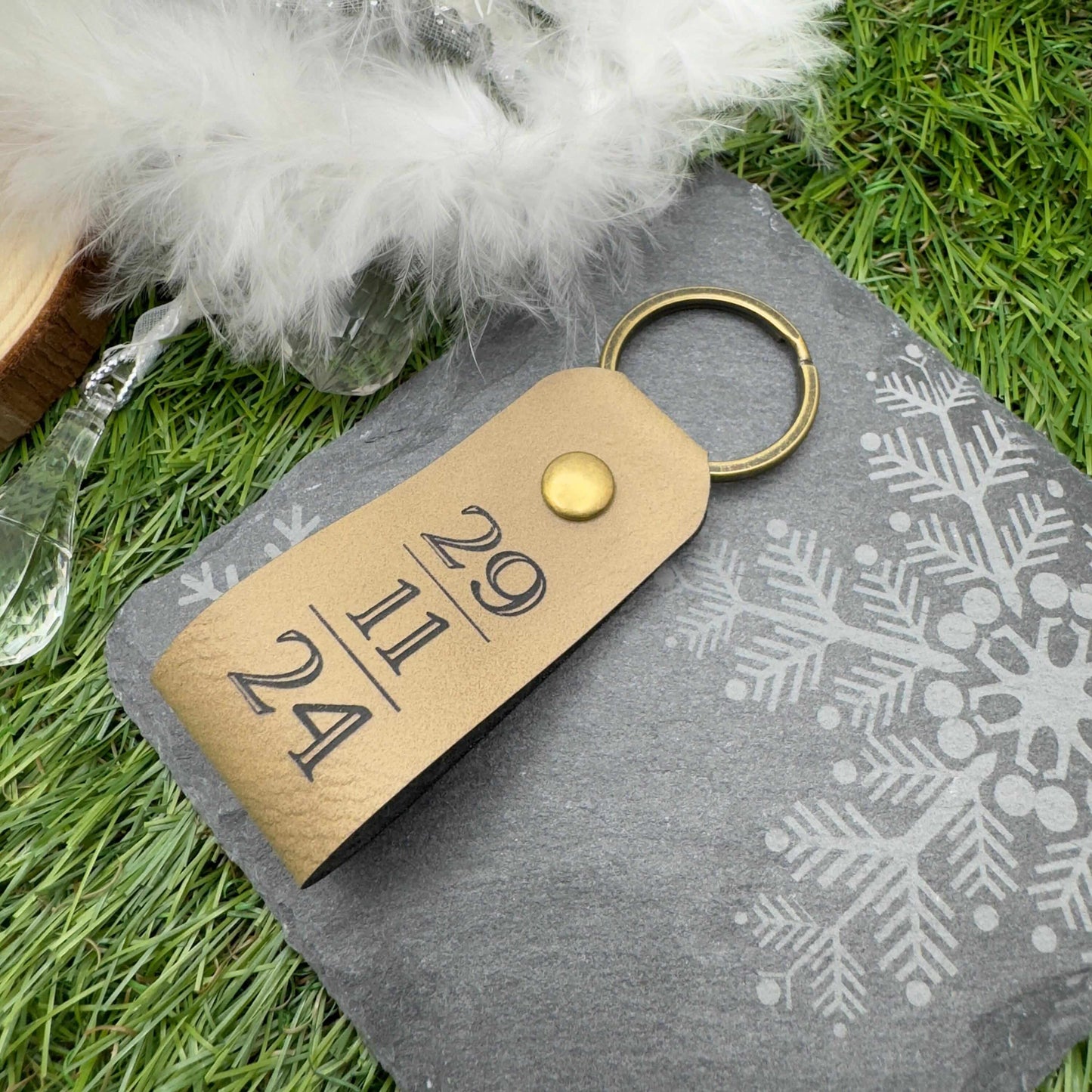 Special Date Personalised Keyring Custom Date & Quote Message Keychain Best Day Ever Keepsake Unique Gift for Him or Her Vegan Leather