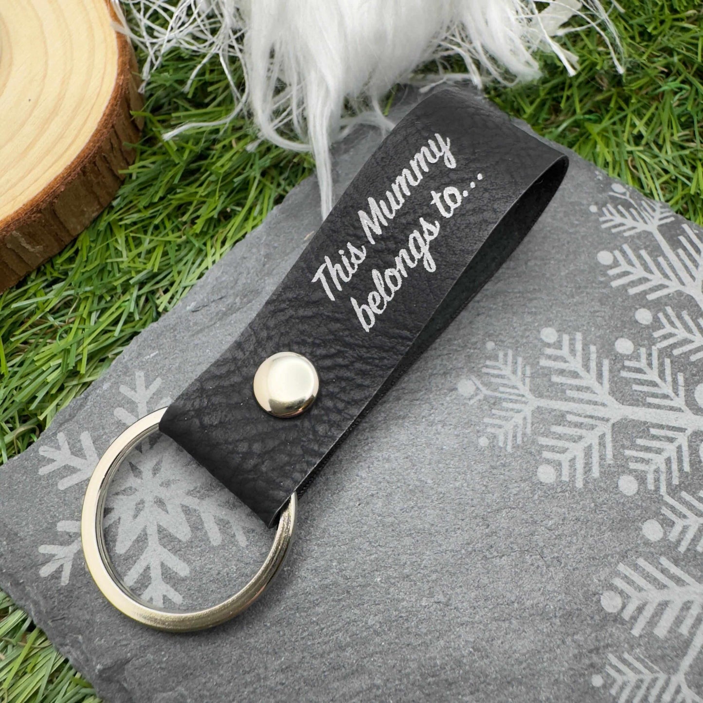 This mummy daddy belongs to Personalised Vegan Leather Keyring with Custom Engraving Ideal Gift for Mums Dads & Loved Ones