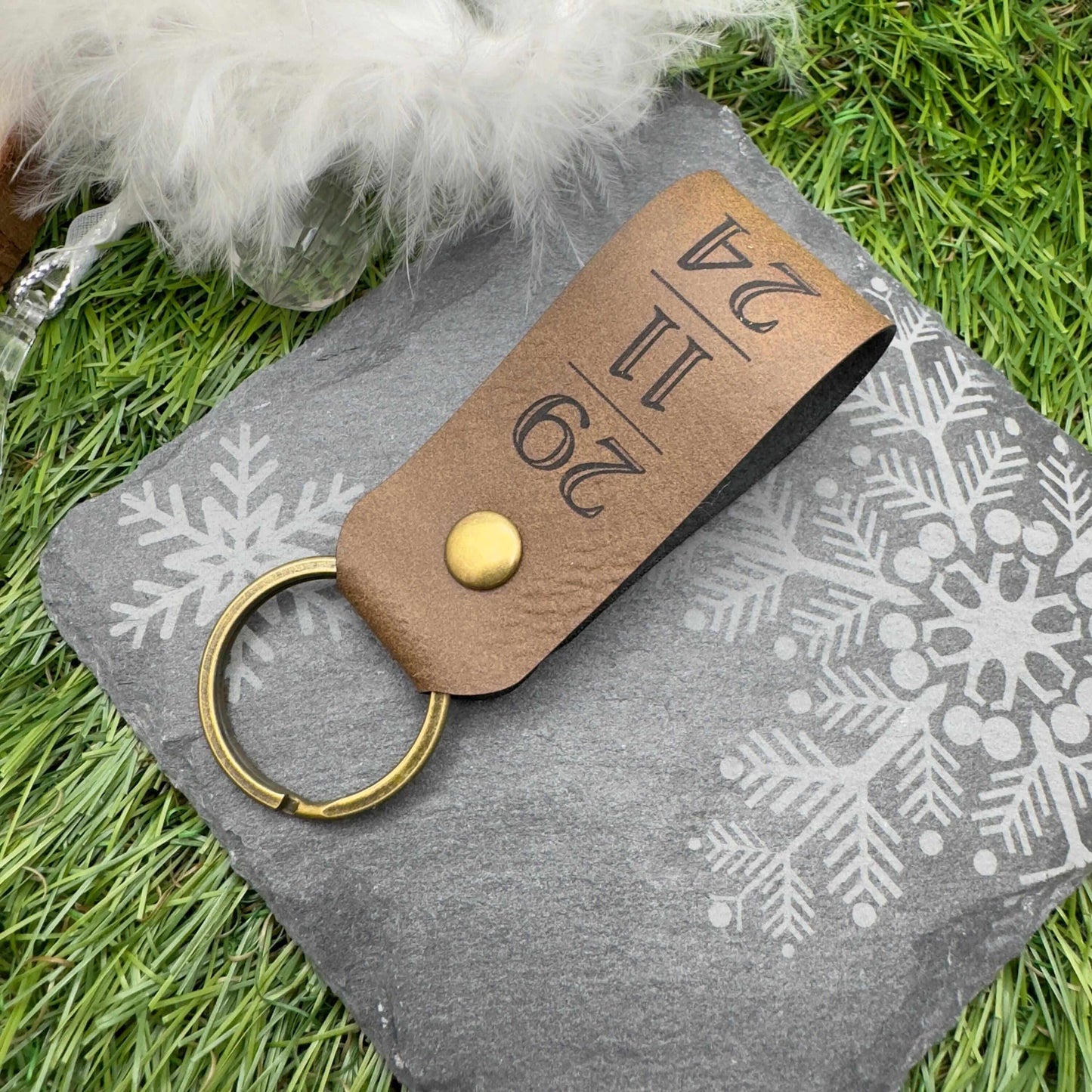 Special Date Personalised Keyring Custom Date & Quote Message Keychain Best Day Ever Keepsake Unique Gift for Him or Her Vegan Leather