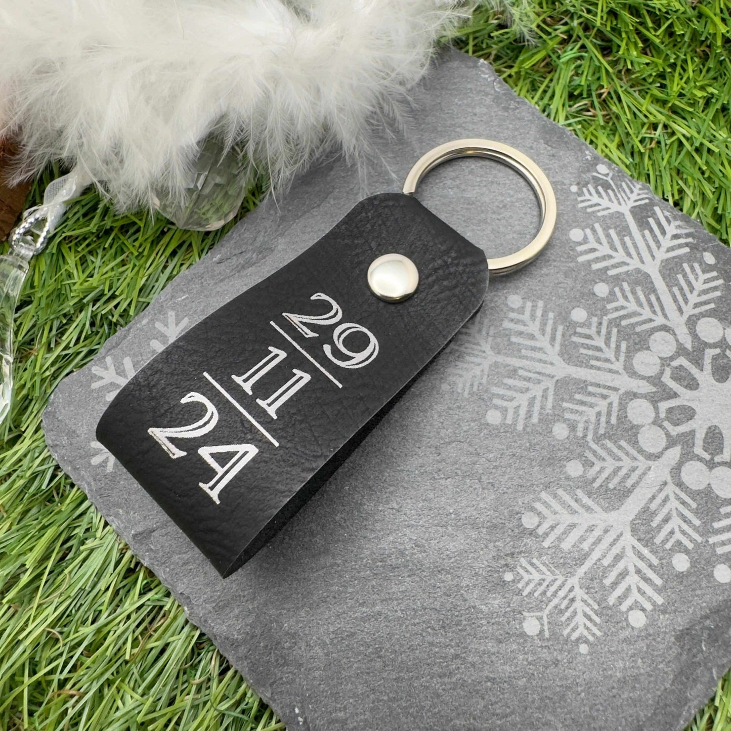 Special Date Personalised Keyring Custom Date & Quote Message Keychain Best Day Ever Keepsake Unique Gift for Him or Her Vegan Leather