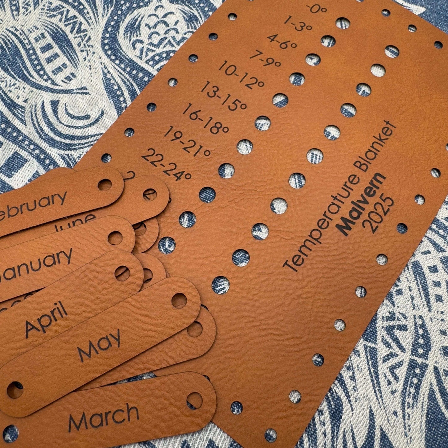 Temperature blanket shade card Vegan leather Recording kit Personalised Knitting Crochet supplies accessories Crafting tools Crafting gifts