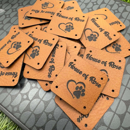 Personalised leather tags for Handmade | Clothing labels, knitted, crocheted hats or bags