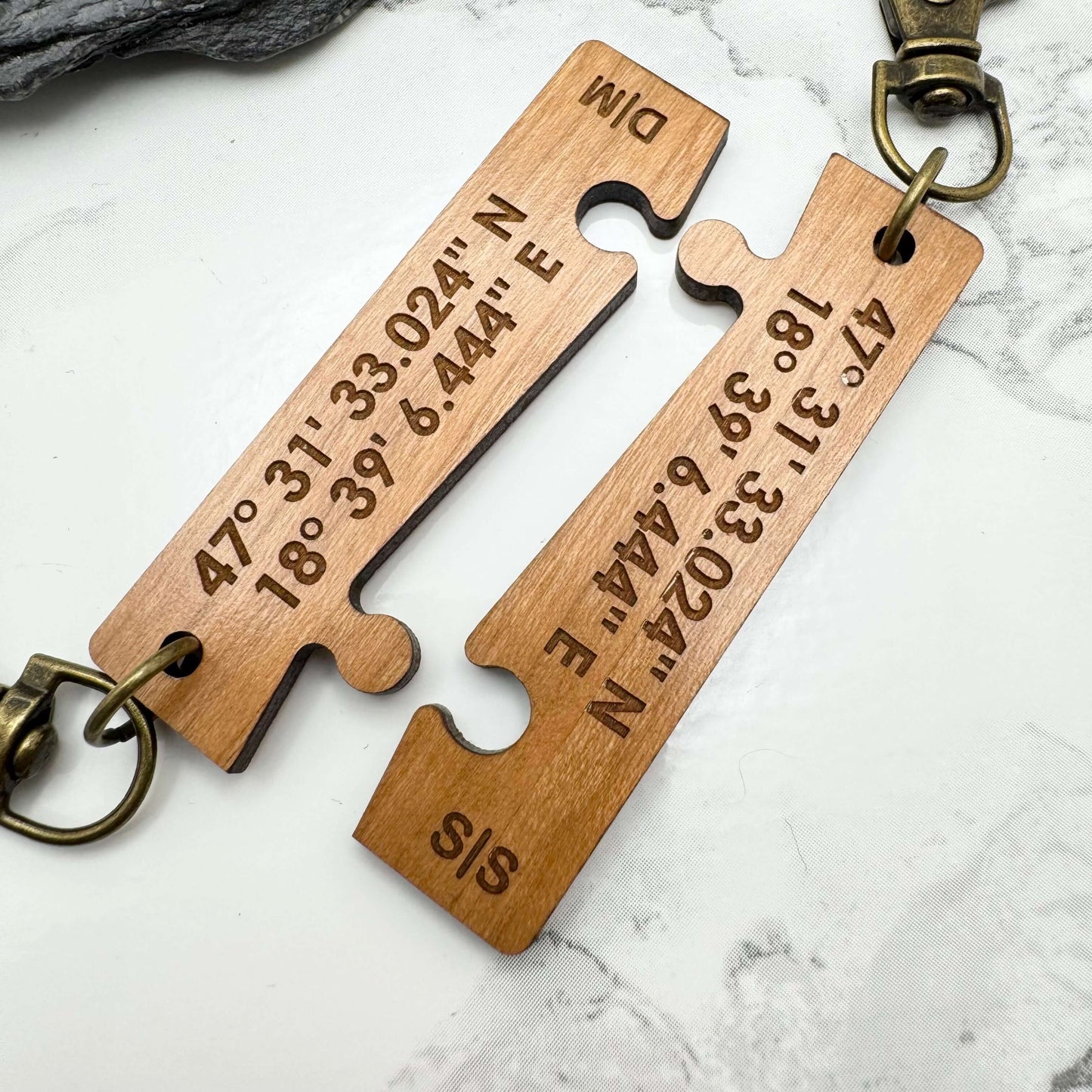 Puzzle Jigsaw GPS Coordinates Couples Personalised location keyring