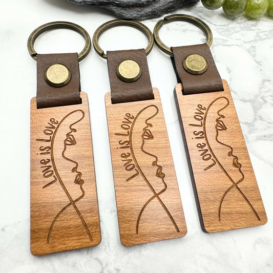 LGBTQ Pride Wooden Keychain “Love is Love” | Custom engraved gifts