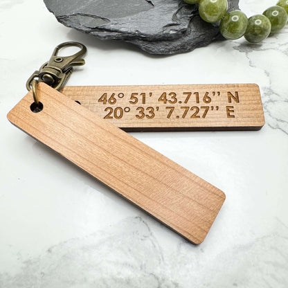 GPS Location Coordinates Personalised keyring | Custom engraved gifts