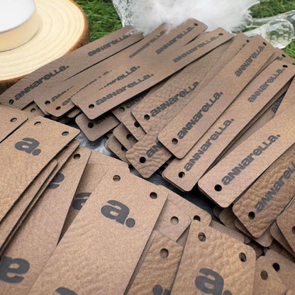 Personalised Vegan Leather Tags for Handmade | Custom Labels for Knitted & Crocheted Hats, Clothing and Bags