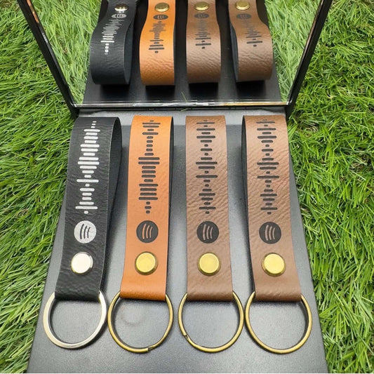 Personalised Spotify Code Keyring Vegan Leather | Custom engraved keyrings