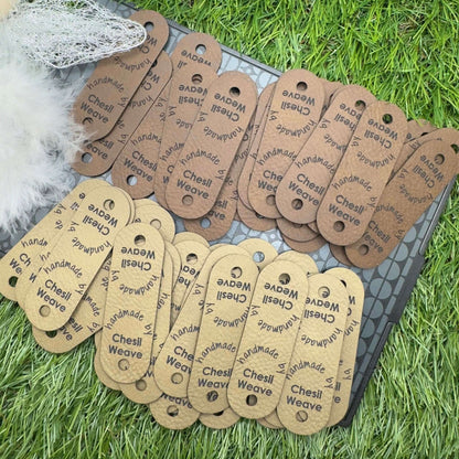Personalised Vegan Leather Tags for Handmade | Custom Labels for Knitted & Crocheted Hats, Clothing and Bags