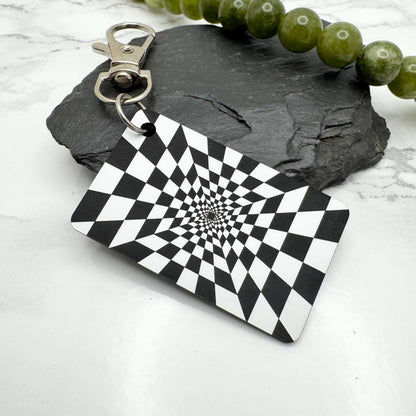 Optical Illusion Keyring | Black & White Spiral Vortex Design