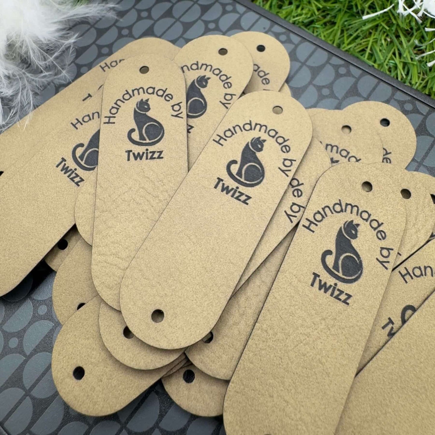 Personalised Vegan Leather Tags for Handmade | Custom Labels for Knitted & Crocheted Hats, Clothing and Bags