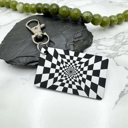 Optical Illusion Keyring | Black & White Spiral Vortex Design