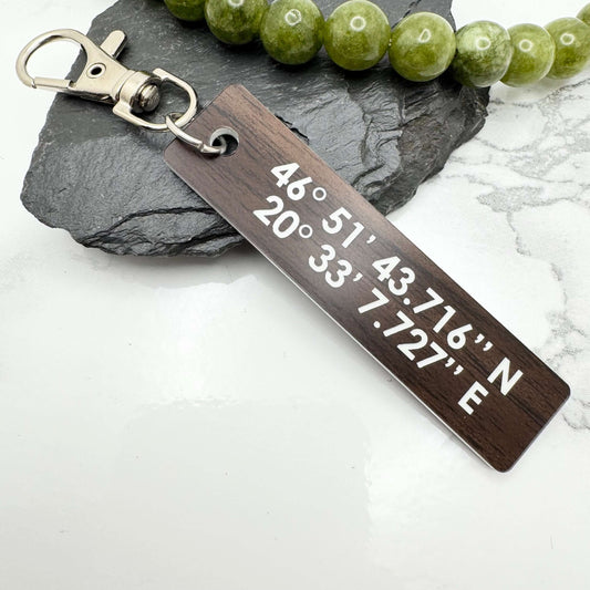 Custom GPS Coordinates Personalised Location keyring | Custom engraved gifts